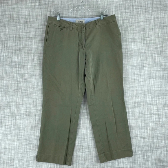 LL Bean Pants Womens Size 12p Green straight leg 1635 - Picture 1 of 9